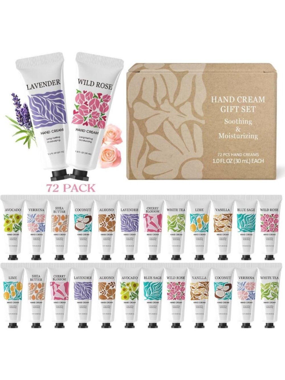 72 Pack Travel Size Hand Creams - Moisturizing Lotion for Dry Hands, Perfect